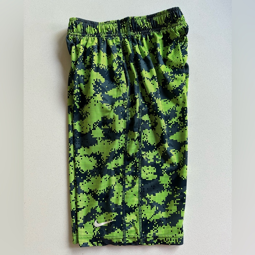 Nike Dri-Fit lime, black, and gray digital camo in size YL